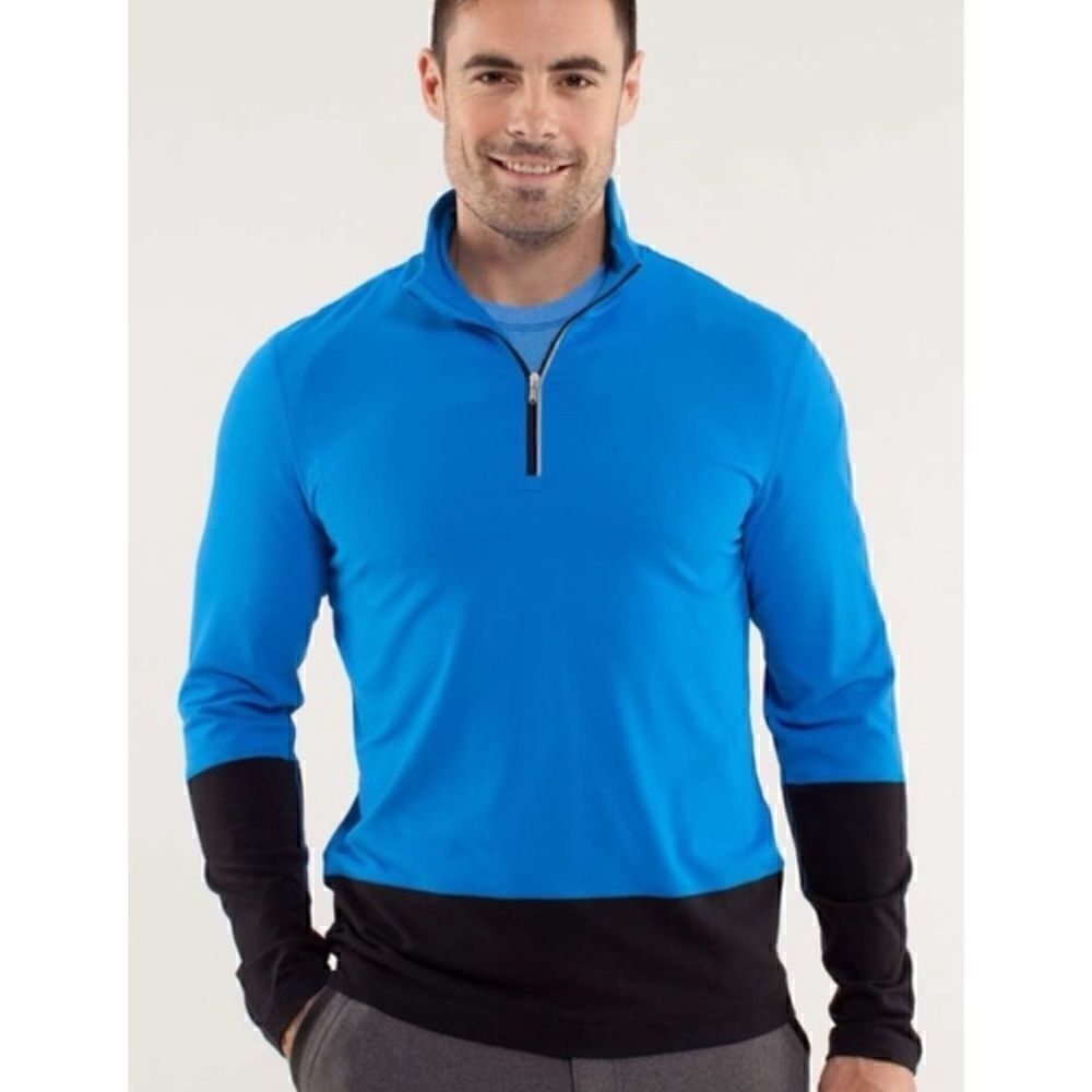 Lululemon Men's Speedy 1/2 Zip Pullover Long Sleeve Baselayer In Beaming Blue XL